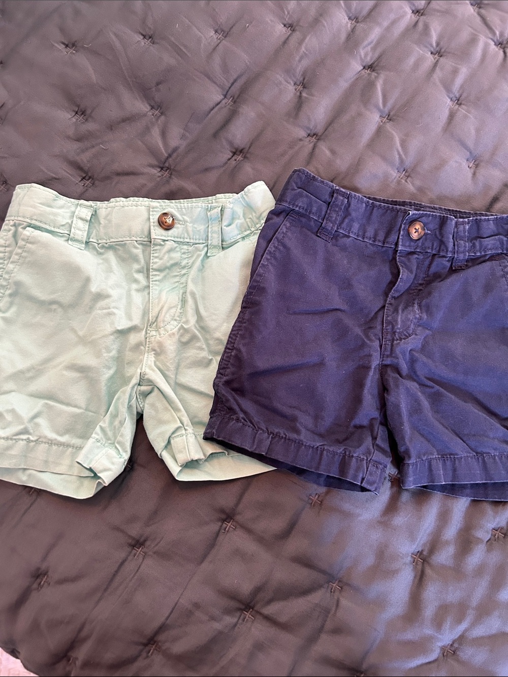 Kids Cotton Twill Shorts - Mint and Navy